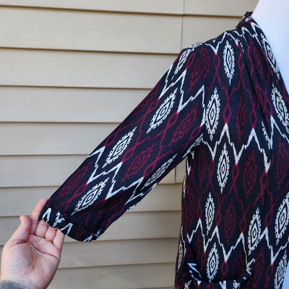 Forever 21 Dark Blue Multicolor Print Blazer 3/4 Sleeves Pockets Lightweight - Picture 6 of 12